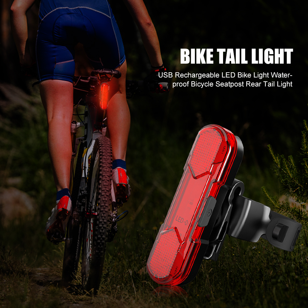 Waterproof LED Bike Light USB Rechargeable Bicycle Tail Safety Warning Light