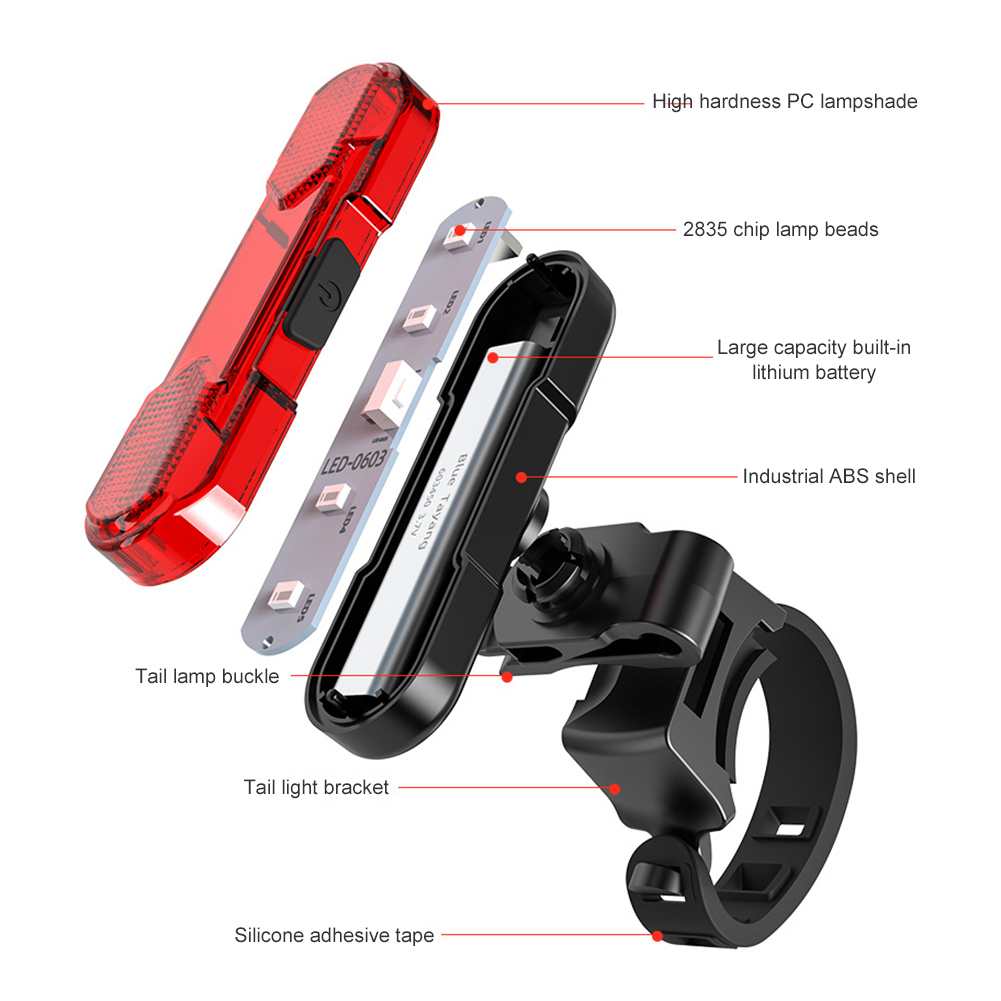 Waterproof LED Bike Light USB Rechargeable Bicycle Tail Safety Warning Light