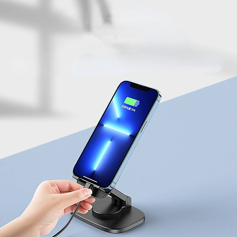 Desktop Mobile phone folding stand 360° Rotating Desk Phone Stand for IPhone Xiaomi IPad Universal Stand Adjustable Portable Phone Tablet Folding Desk Stand