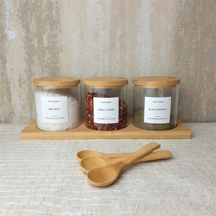 Generation Glass Jars with Bamboo Lids and Spoon