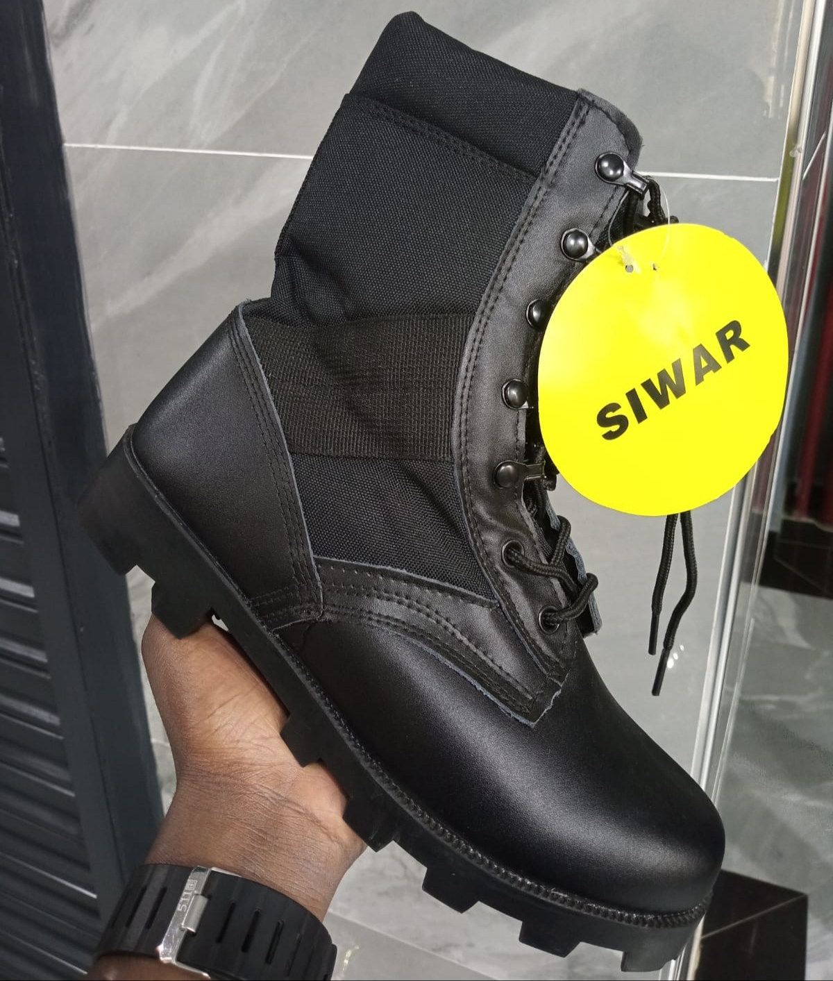 SIWAR BY Néo Artisanal High-top MILITARY Desert COMBAT Leather Men's Boots