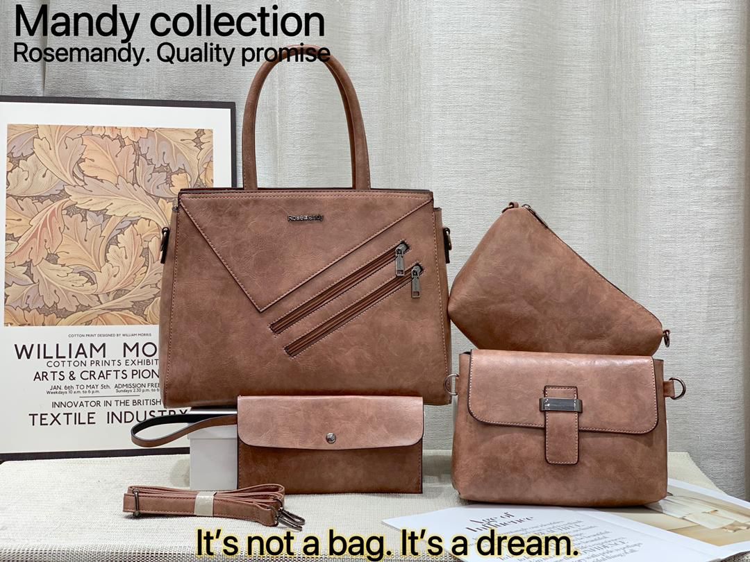 High Quality Classic Vintage Women Fashion 4 in 1 Mandy Collections Ladies PU Leather Women Set Handbags