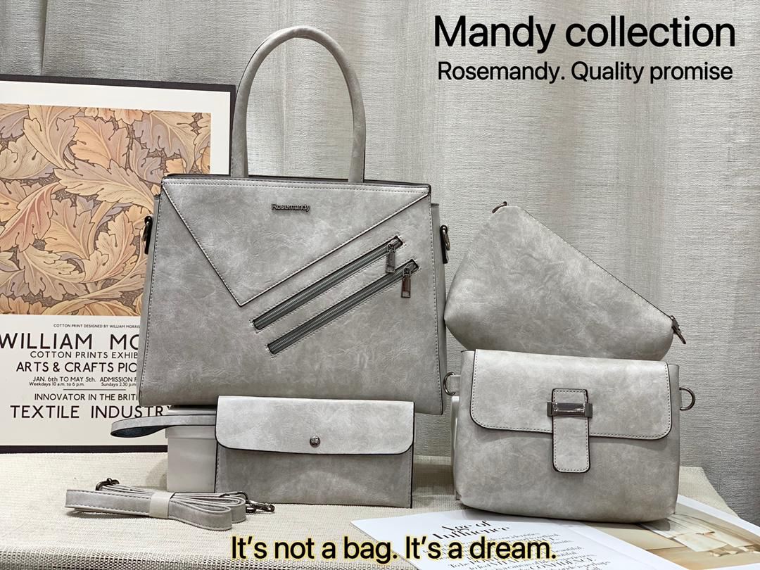 High Quality Classic Vintage Women Fashion 4 in 1 Mandy Collections Ladies PU Leather Women Set Handbags