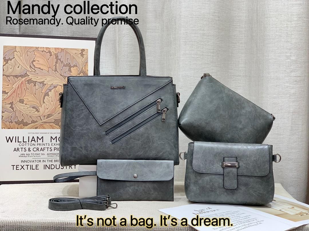 High Quality Classic Vintage Women Fashion 4 in 1 Mandy Collections Ladies PU Leather Women Set Handbags