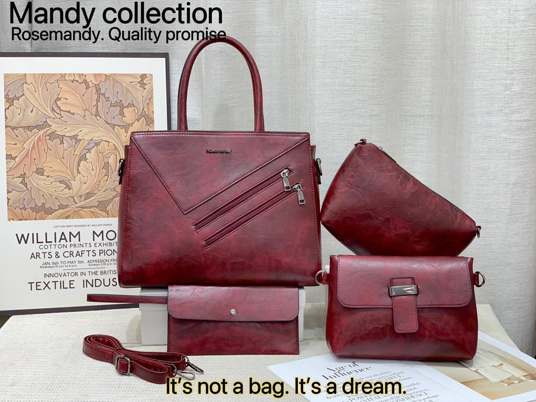 High Quality Classic Vintage Women Fashion 4 in 1 Mandy Collections Ladies PU Leather Women Set Handbags