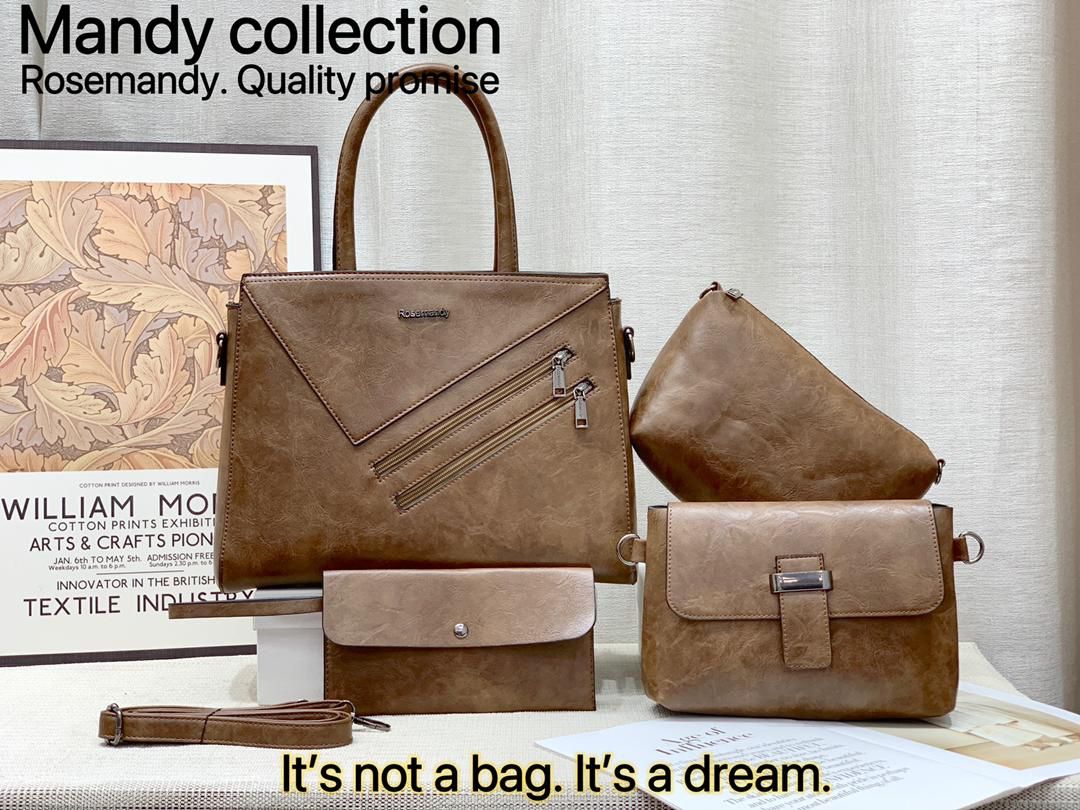 High Quality Classic Vintage Women Fashion 4 in 1 Mandy Collections Ladies PU Leather Women Set Handbags