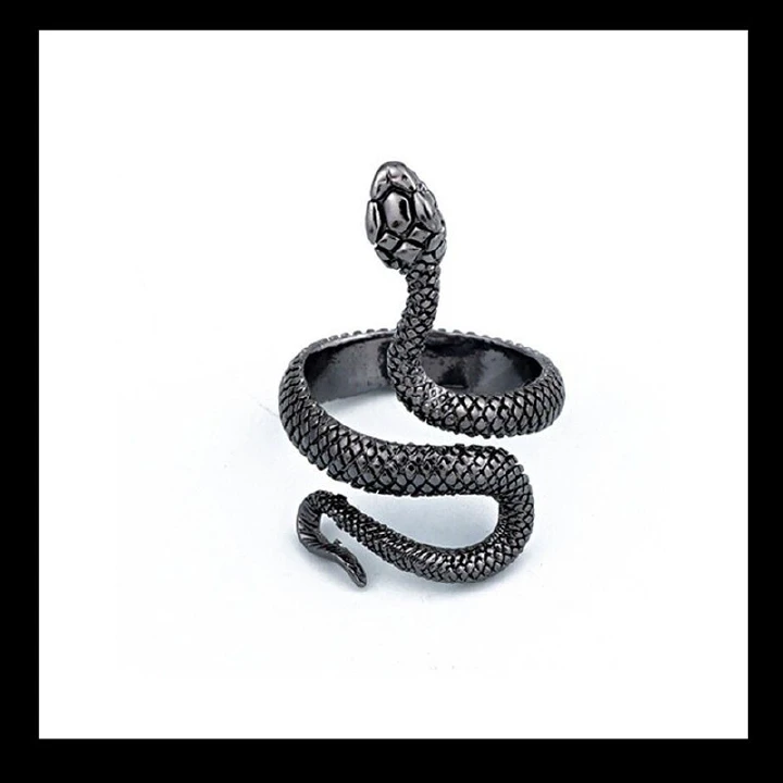 Retro Punk Snake Ring for Men Women Exaggerated Antique Siver Color Fashion Personality Stereoscopic Opening Adjustable Rings