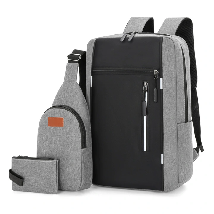 Cross border Backpack Multi functional Men's Backpack Three piece Set Large Capacity Business Backpack Computer Backpack