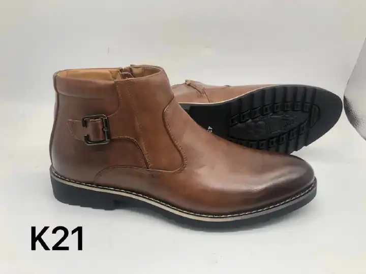 Men Casual Official Formal Business Ankle Boots Normal Fitting Rubber Sole PU Leather Sizes 39-45 Slip On Closure Boots Generic All Weather Boots Colour Brown Anti Slip Design