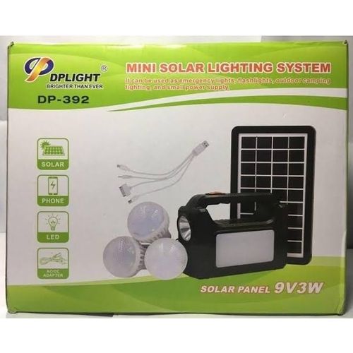 Dp Light Solar Backup Lighting System With Torch, 3 Bulbs And Panel