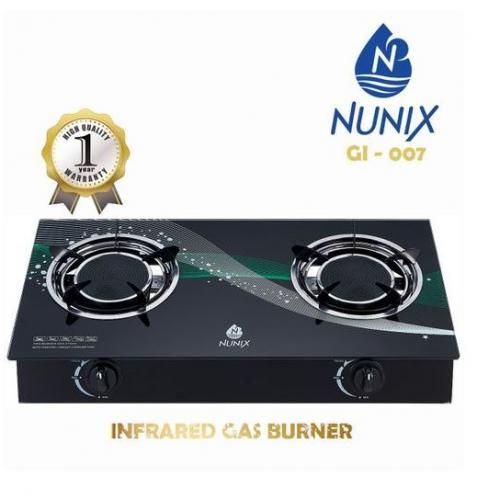 Nunix Auto Ignition Glass Top Infrared Gas Stove Double Burner-2 Burner