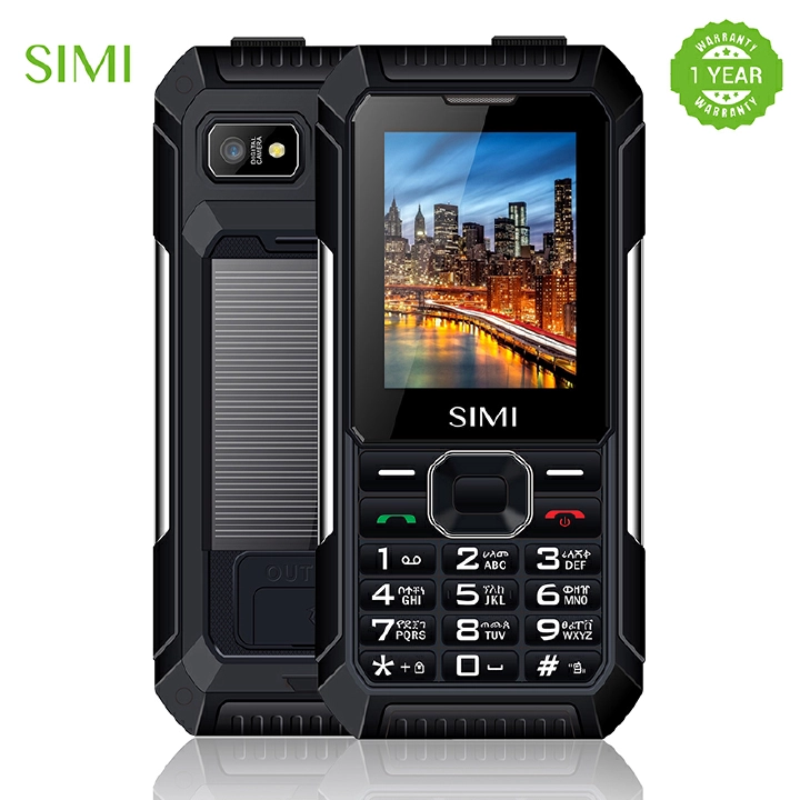 SIMI B201 Solar Charing Feature Phone 2.4inch with analog TV Power Bank Phone 32MB RAM + 32MB / 4000mAh real capacity/30 days standby, Watch TV/Camera/ FM/Radio/Big Torch Dual SIM card Bar Phone