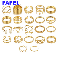 PAFEL   Ring 22-piece set new butterfly ring opening multi-joint ring set love ring female high-quality accessories design sense gift decoration photography props as the picture shows