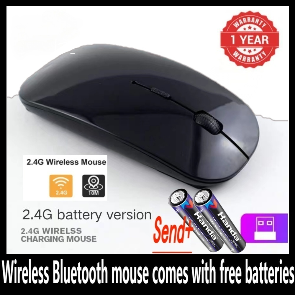 UPHUI USB 2.4G Bluetooth wireless mouse, trendy model, ultra-thin, suitable for tablets and mobile phones, desktop computers and laptops Black