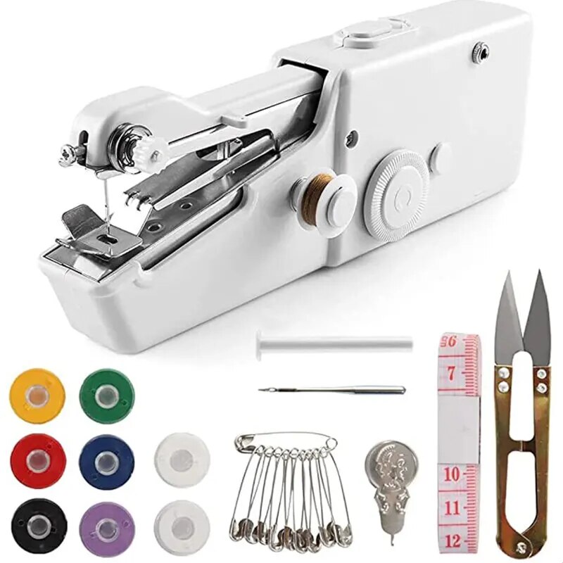 UPHUI Sewing Machine Mini Household Items Handheld Sewing Convenient Needle Work Manual Sewing Machine Quick Sewing Needle Clothes Fabric Home Electric Sewing Machine Convenient