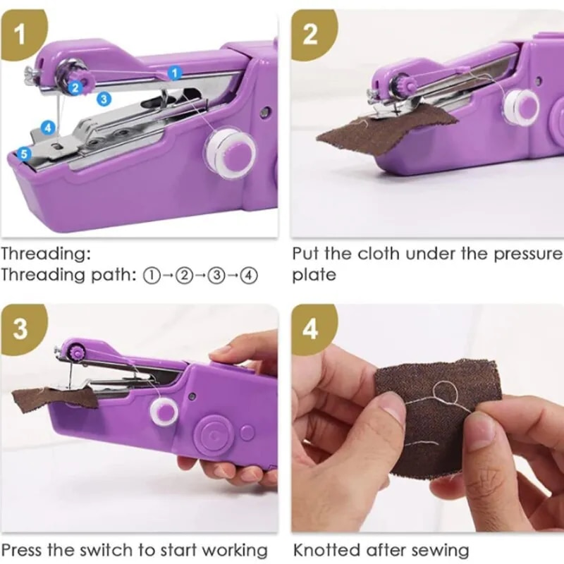 UPHUI Sewing Machine Mini Household Items Handheld Sewing Convenient Needle Work Manual Sewing Machine Quick Sewing Needle Clothes Fabric Home Electric Sewing Machine Convenient