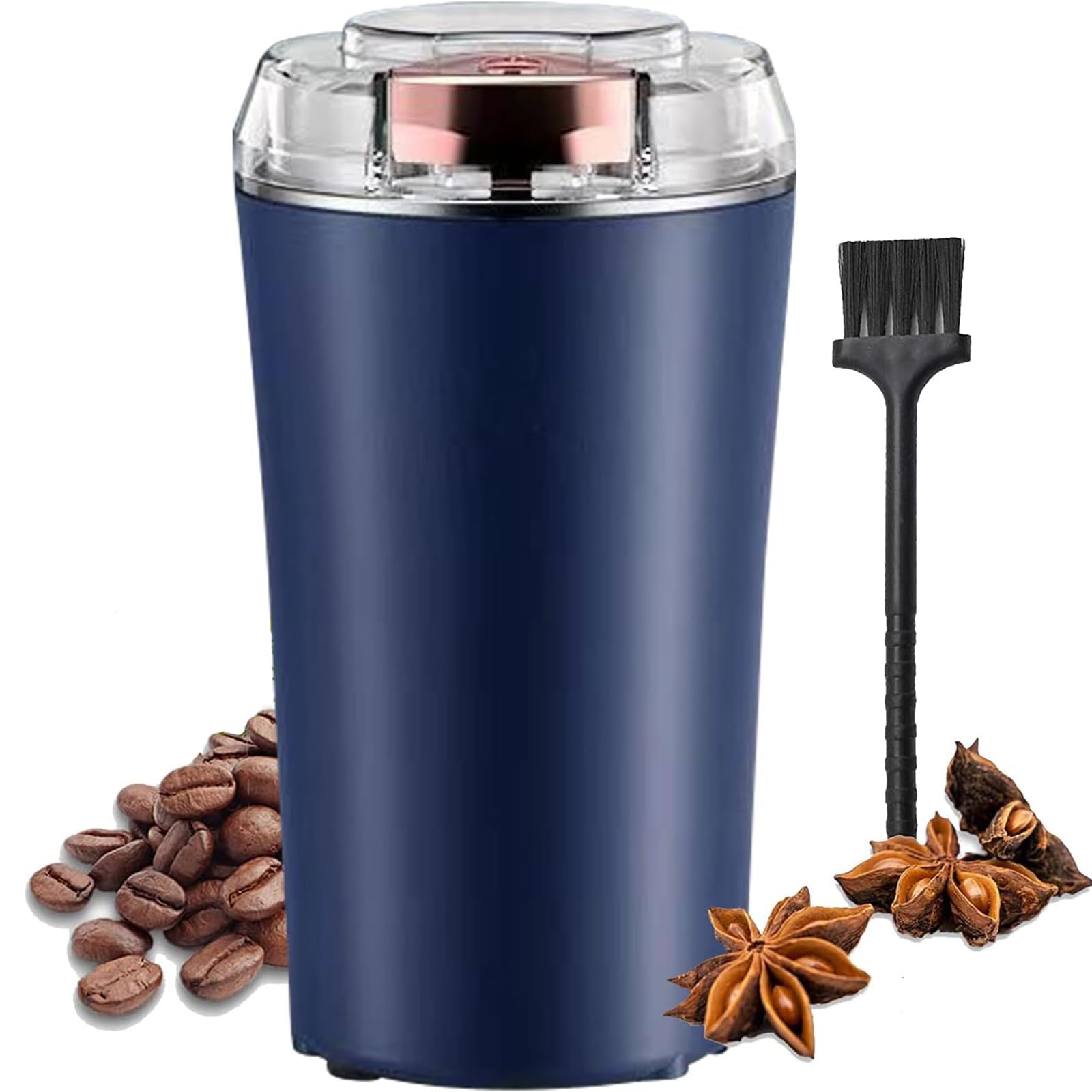 UPHUI Grinders Electric coffee grinder,  bean grinder, spice grinder, coffee bean vanilla grinder with integrated brush scoop, one touch button stainless steel grinding vanilla peanut cereal beans