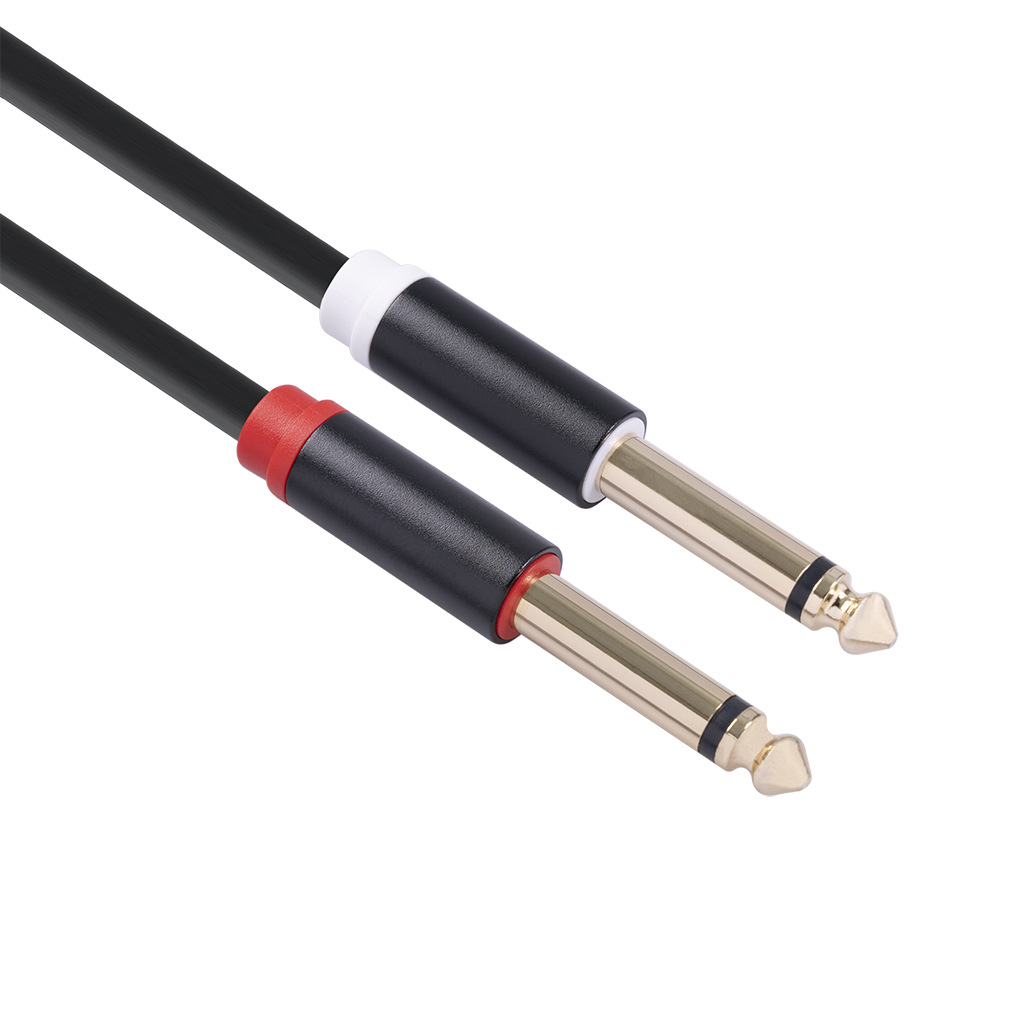 Pure Copper Dual Lotus RCA Male to Dual 6.35mm Male Audio Connection Cable for Mixing Console - 1.5m Length
