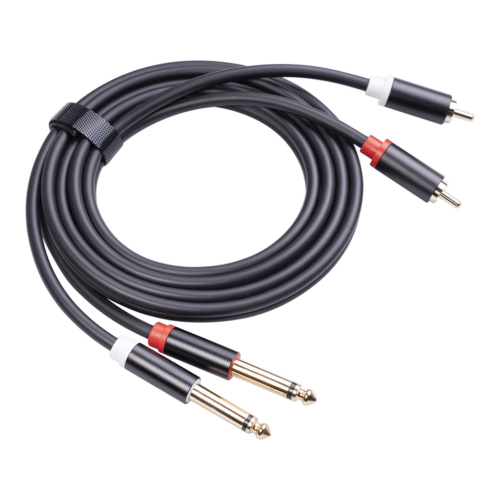 Pure Copper Dual Lotus RCA Male to Dual 6.35mm Male Audio Connection Cable for Mixing Console - 1.5m Length