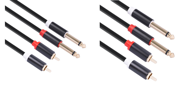 Pure Copper Dual Lotus RCA Male to Dual 6.35mm Male Audio Connection Cable for Mixing Console - 1.5m Length