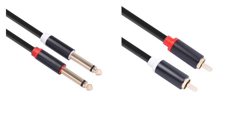 Pure Copper Dual Lotus RCA Male to Dual 6.35mm Male Audio Connection Cable for Mixing Console - 1.5m Length