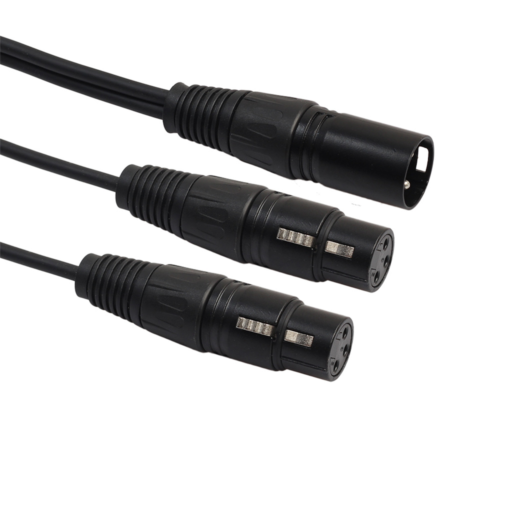 All-Copper Dual-Shielded XLR 3-Pin Male to Dual Female Audio Adapter Cable - 0.3m Length