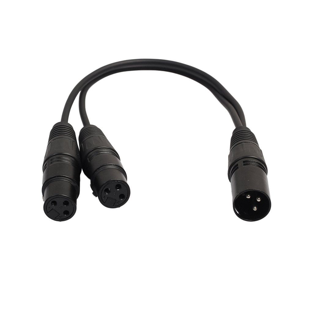 All-Copper Dual-Shielded XLR 3-Pin Male to Dual Female Audio Adapter Cable - 0.3m Length