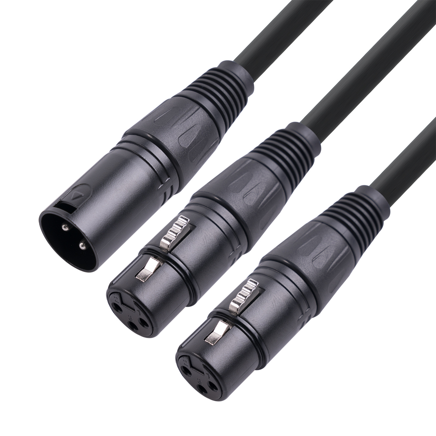All-Copper Dual-Shielded XLR 3-Pin Male to Dual Female Audio Adapter Cable - 0.3m Length