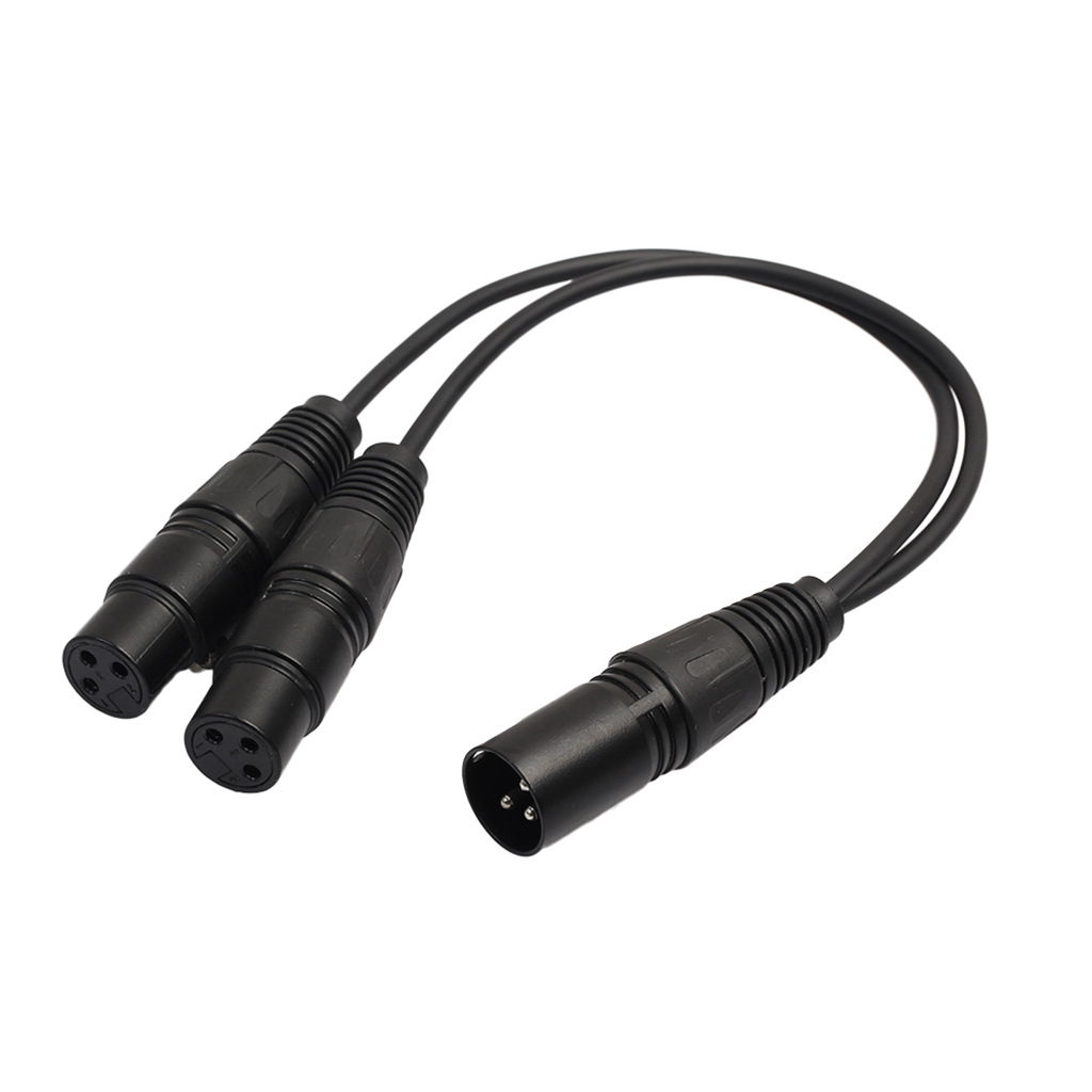 All-Copper Dual-Shielded XLR 3-Pin Male to Dual Female Audio Adapter Cable - 0.3m Length
