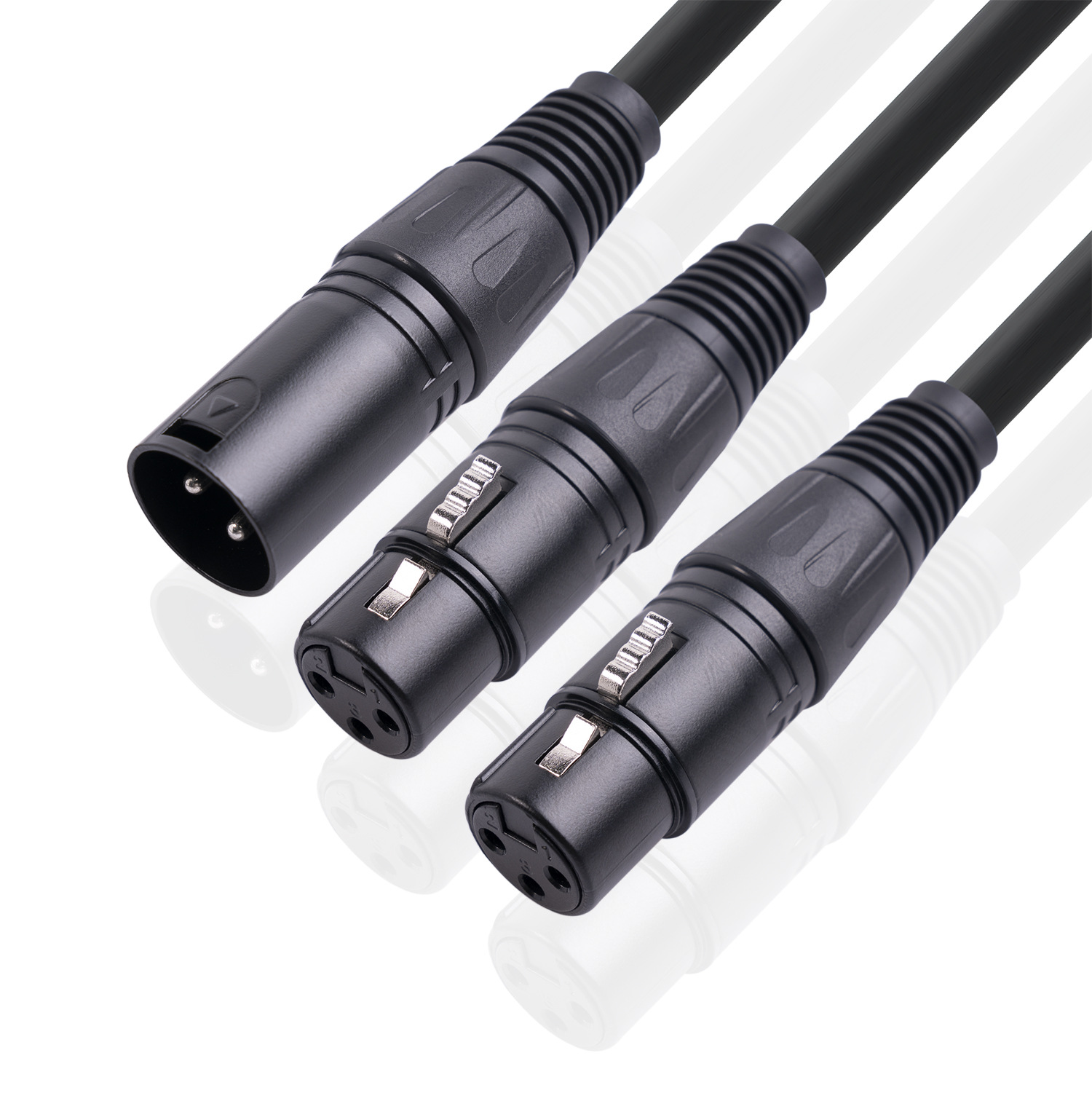 All-Copper Dual-Shielded XLR 3-Pin Male to Dual Female Audio Adapter Cable - 0.3m Length