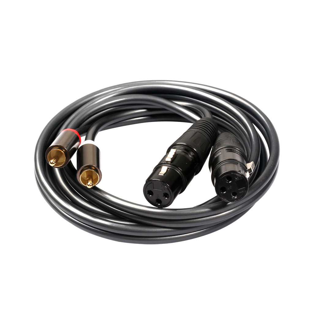Gold-Plated Copper Wire 2RCA Male to Dual XLR Female Audio Cable - 1.5m Length for Mixer and Amplifier