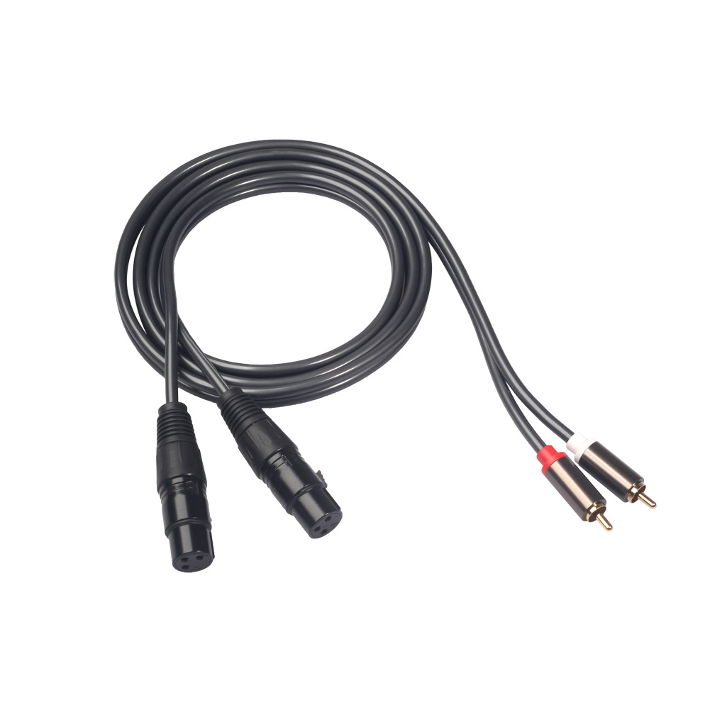 Gold-Plated Copper Wire 2RCA Male to Dual XLR Female Audio Cable - 1.5m Length for Mixer and Amplifier