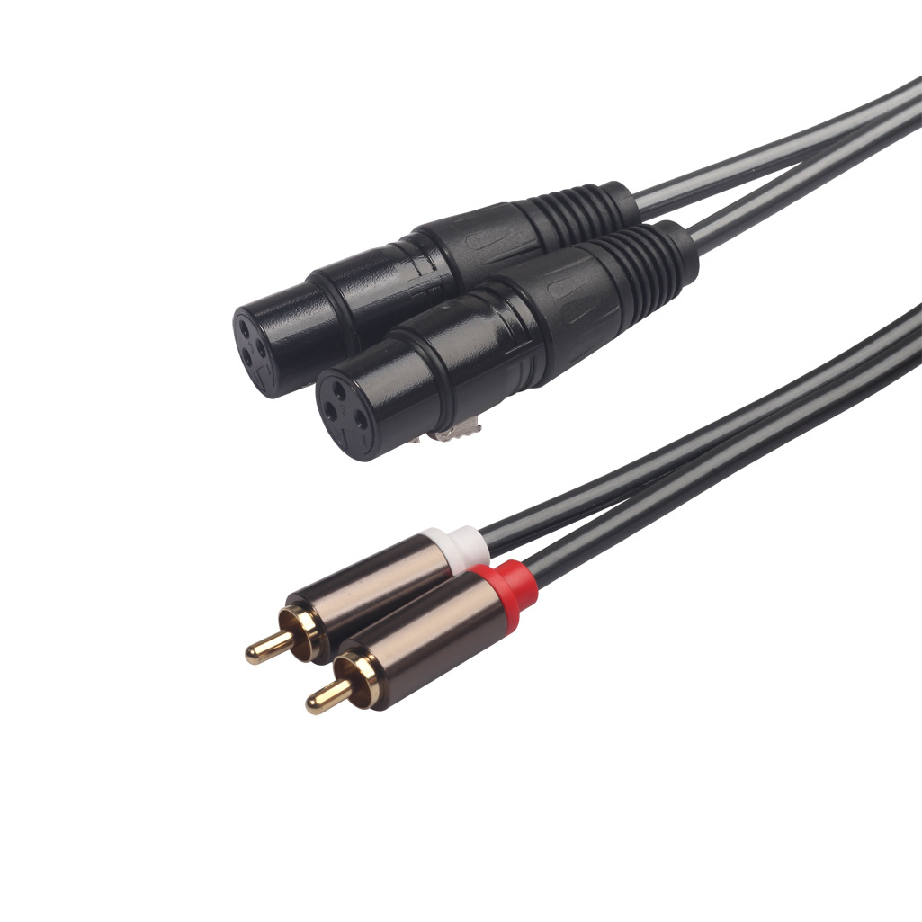 Gold-Plated Copper Wire 2RCA Male to Dual XLR Female Audio Cable - 1.5m Length for Mixer and Amplifier