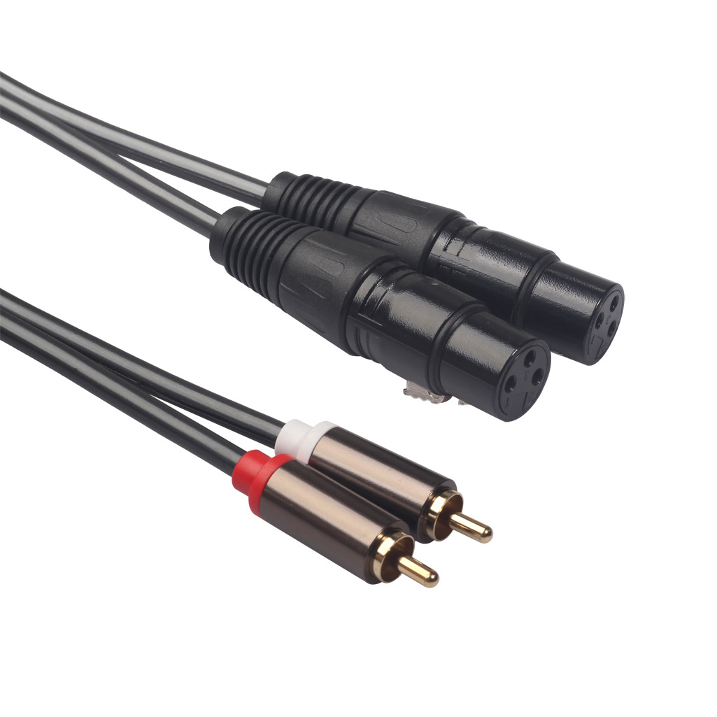 Gold-Plated Copper Wire 2RCA Male to Dual XLR Female Audio Cable - 1.5m Length for Mixer and Amplifier