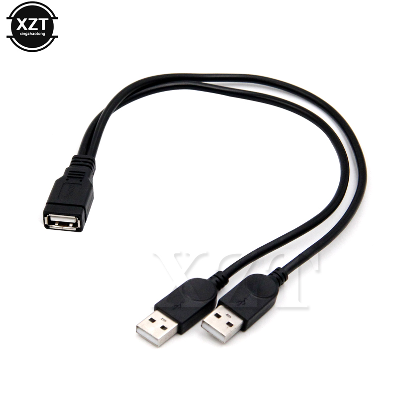 USB 2.0 A Male to USB Female 2 Double Dual  Power Supply USB Female Splitter Extension Cable HUB Charge for Printers