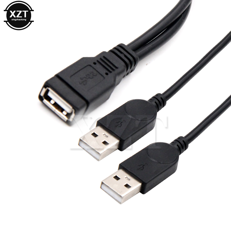 USB 2.0 A Male to USB Female 2 Double Dual  Power Supply USB Female Splitter Extension Cable HUB Charge for Printers