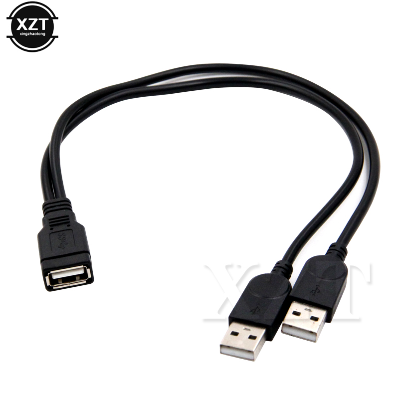USB 2.0 A Male to USB Female 2 Double Dual  Power Supply USB Female Splitter Extension Cable HUB Charge for Printers
