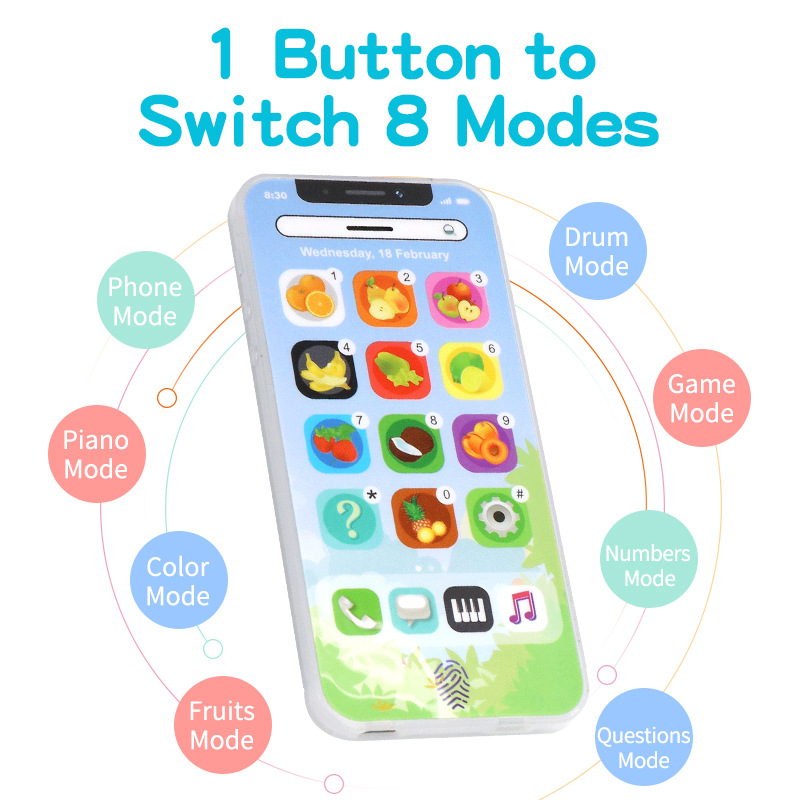 Phone Toy Play Music Learning English Educational Cell Phone Mobile Touch and Swipe 1:1 Baby Phone toy