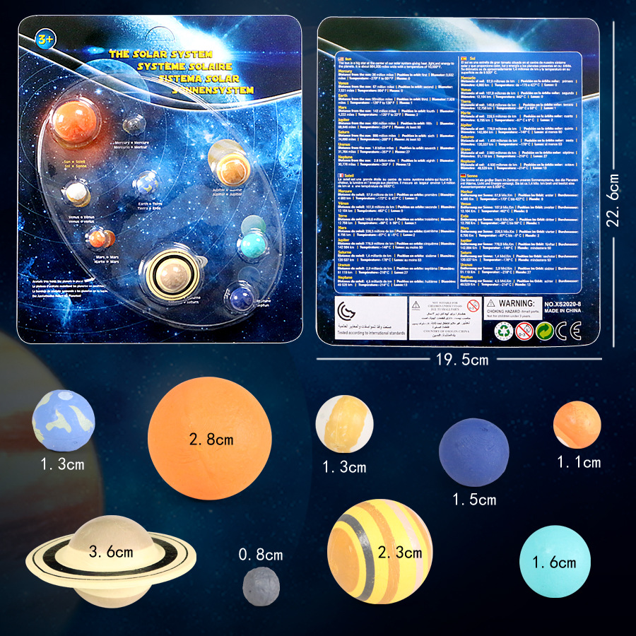 Eight Planets Solar System Star 3D Diorama Galaxy Astrogeography Science Education Toy Rubber Lining