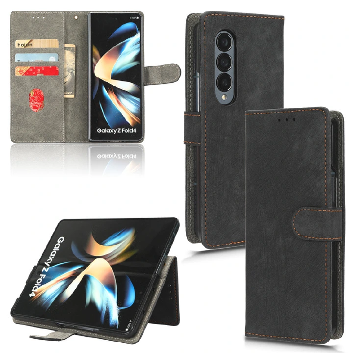 PU Leather Folio Flip Cover for Samsung Galaxy Z Fold 2 Galaxy Z Fold 3  Galaxy Z Fold 4 Wallet Case with [RFID Blocking] Card Holster Kickstand Magnet