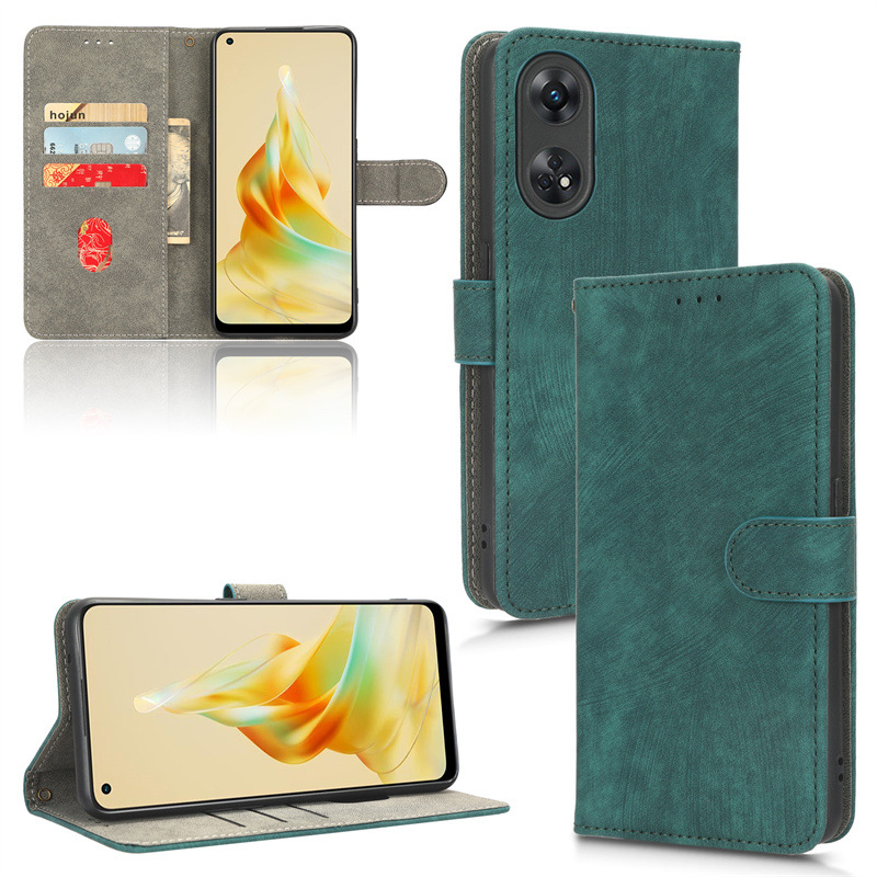 PU Leather Folio Flip Cover for OPPO Reno8 T 4G 6.43'' Wallet Case with [RFID Blocking] Card Holster Kickstand Magnetic Closure Shockproof Phone Cover