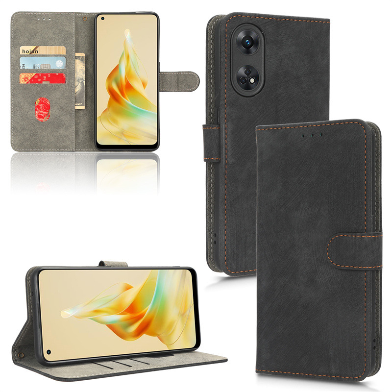 PU Leather Folio Flip Cover for OPPO Reno8 T 4G 6.43'' Wallet Case with [RFID Blocking] Card Holster Kickstand Magnetic Closure Shockproof Phone Cover
