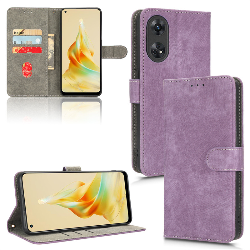 PU Leather Folio Flip Cover for OPPO Reno8 T 4G 6.43'' Wallet Case with [RFID Blocking] Card Holster Kickstand Magnetic Closure Shockproof Phone Cover