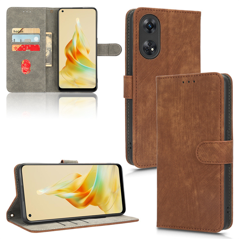 PU Leather Folio Flip Cover for OPPO Reno8 T 4G 6.43'' Wallet Case with [RFID Blocking] Card Holster Kickstand Magnetic Closure Shockproof Phone Cover
