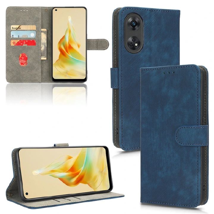 PU Leather Folio Flip Cover for OPPO Reno8 T 4G 6.43'' Wallet Case with [RFID Blocking] Card Holster Kickstand Magnetic Closure Shockproof Phone Cover