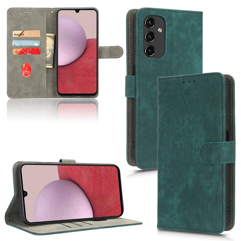PU Leather Folio Flip Cover for Samsung Galaxy A14 5G Wallet Case with [RFID Blocking] Card Holster Kickstand Magnetic Closure Shockproof Phone Cover