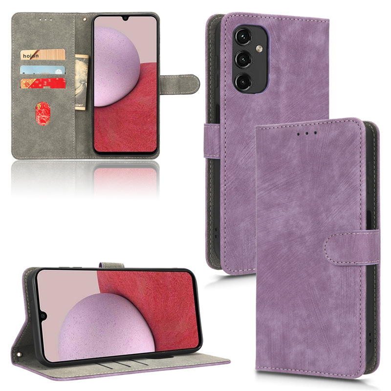 PU Leather Folio Flip Cover for Samsung Galaxy A14 5G Wallet Case with [RFID Blocking] Card Holster Kickstand Magnetic Closure Shockproof Phone Cover