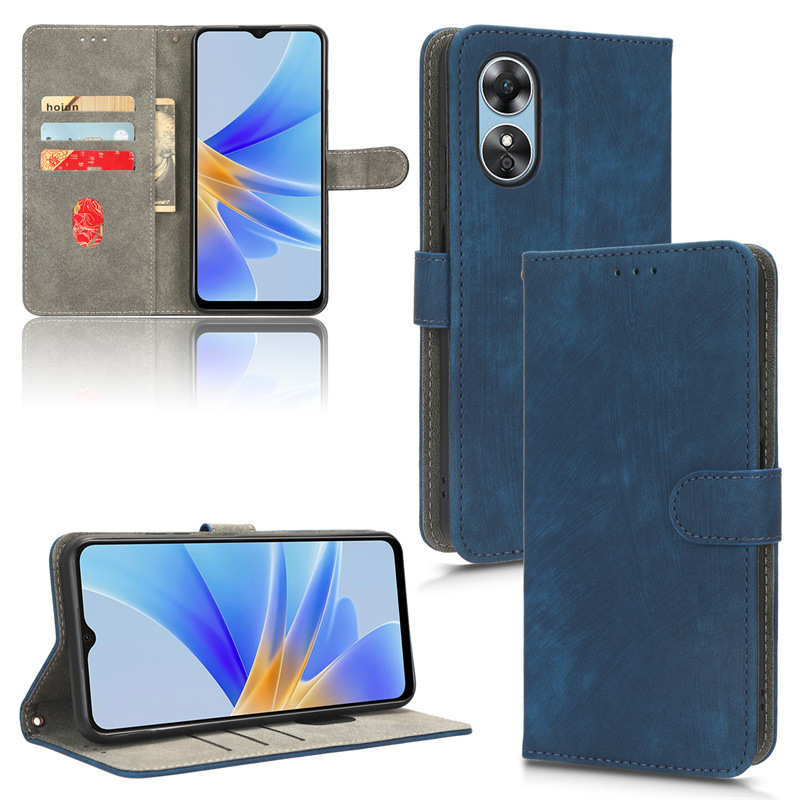 PU Leather Folio Flip Cover for OPPO A17/A17K Wallet Case with [RFID Blocking] Card Holster Kickstand Magnetic Closure Shockproof Phone Cover