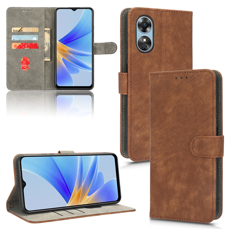 PU Leather Folio Flip Cover for OPPO A17/A17K Wallet Case with [RFID Blocking] Card Holster Kickstand Magnetic Closure Shockproof Phone Cover