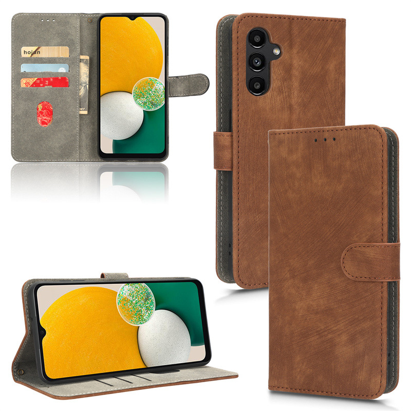 PU Leather Folio Flip Cover for Samsung Galaxy A04S/Galaxy A13 5G/A04/A04E/F04/M04 Wallet Case with [RFID Blocking] Card Holster Kickstand Magnetic Closure Shockproof Phone Cover